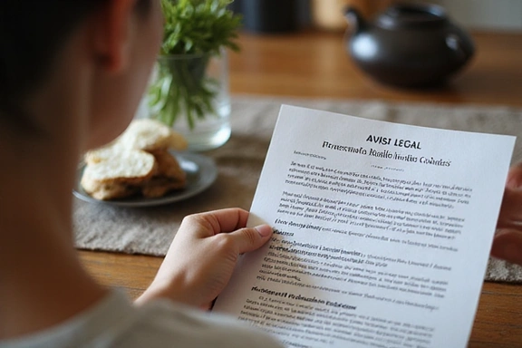 Persona leyendo un documento legal con lupa.