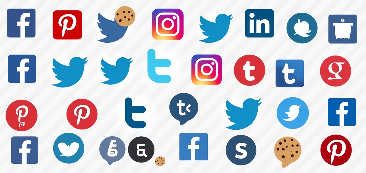 Iconos de redes sociales y galletas