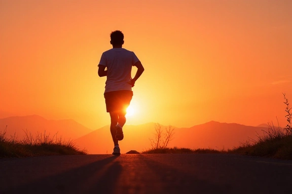 Imagen de una persona corriendo al atardecer, representando energía y rendimiento