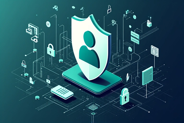 Ilustración de seguridad de datos y privacidad en línea